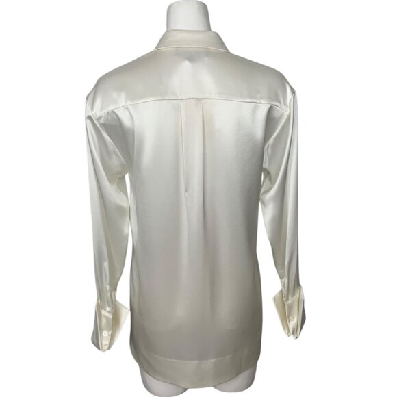 SER.O.YA Zucker Shirt Blouse XS Long Sleeve Button Front French Cuff Relaxed Fit - Picture 2 of 12